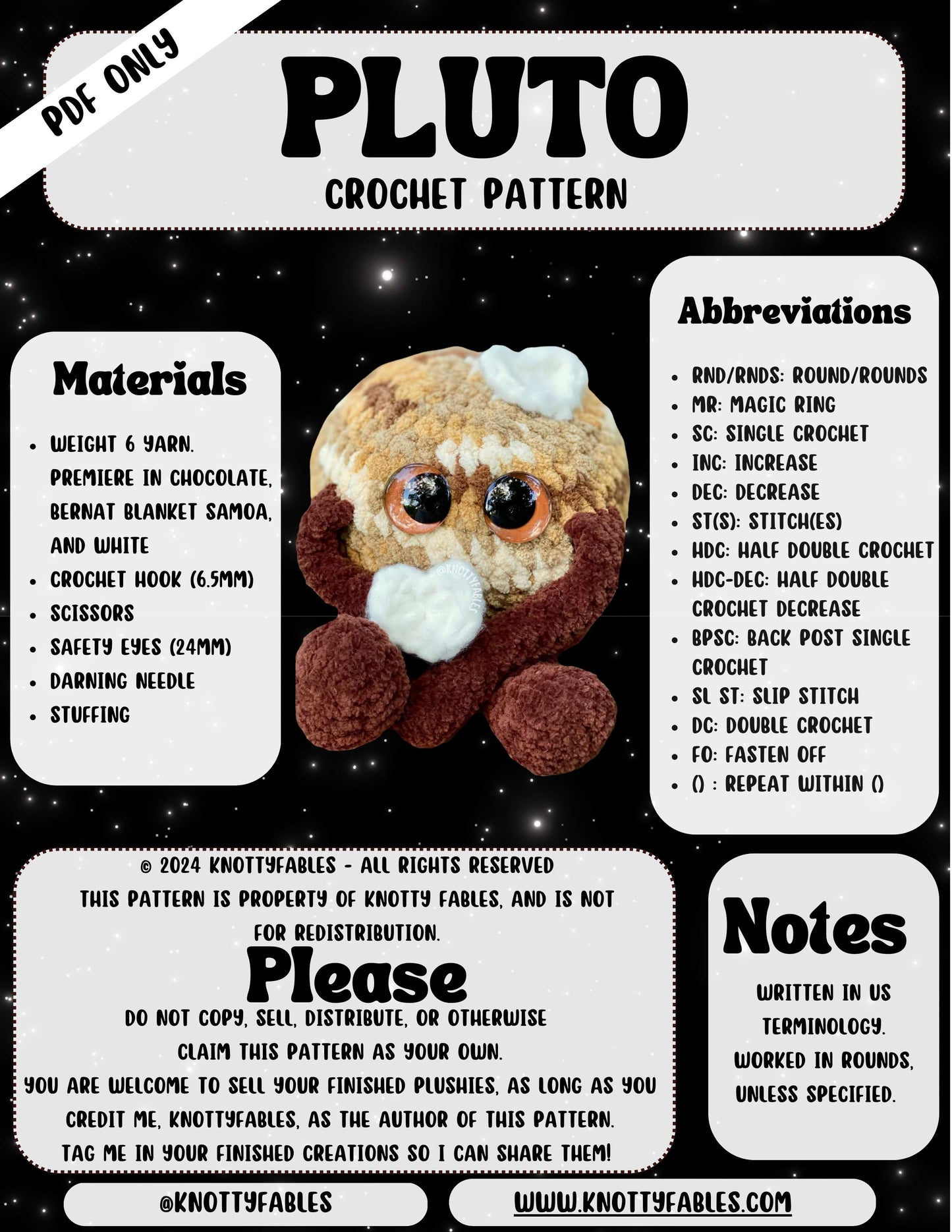 Pluto Crochet Pattern (PDF ONLY)