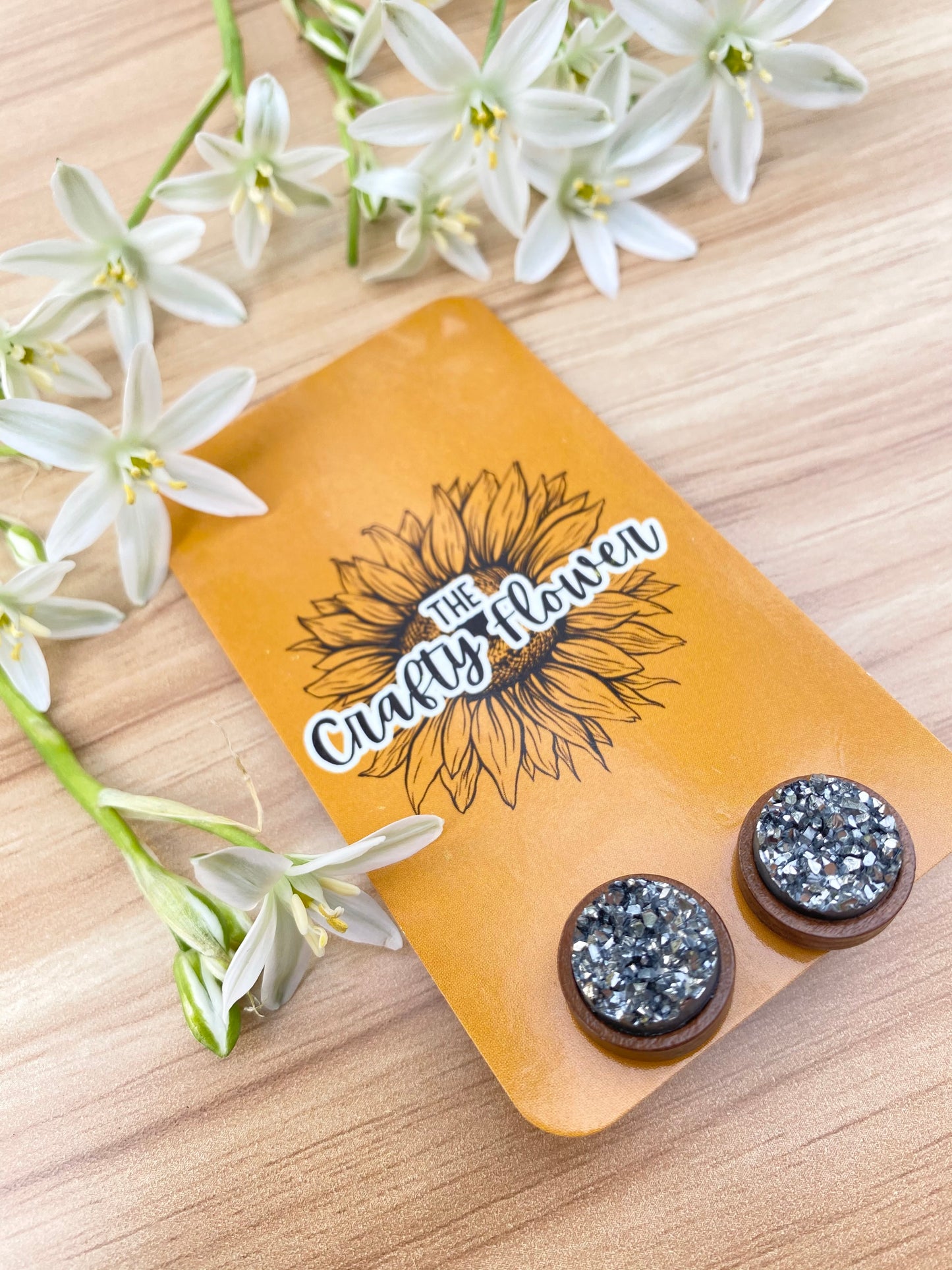 Gunmetal Gray Druzy Earrings