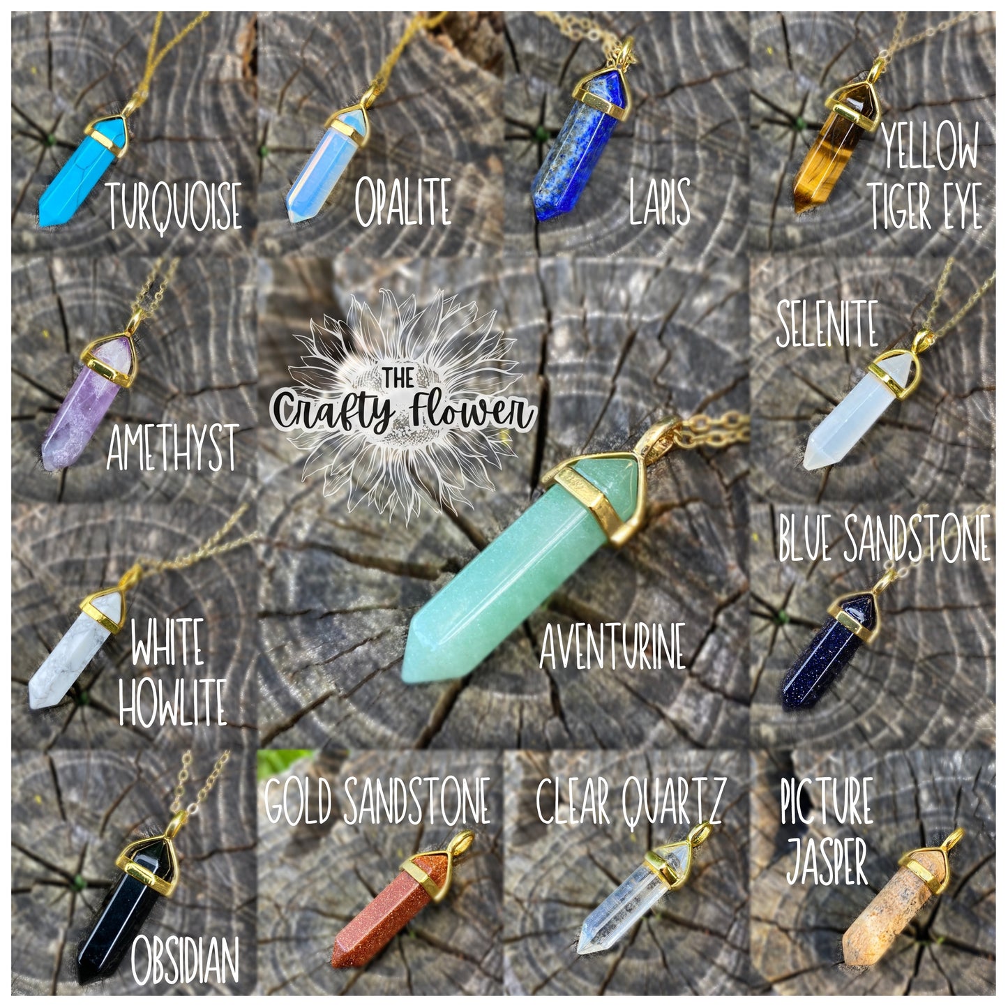 Gemstone Pendulum Necklace (Gold Hardware)
