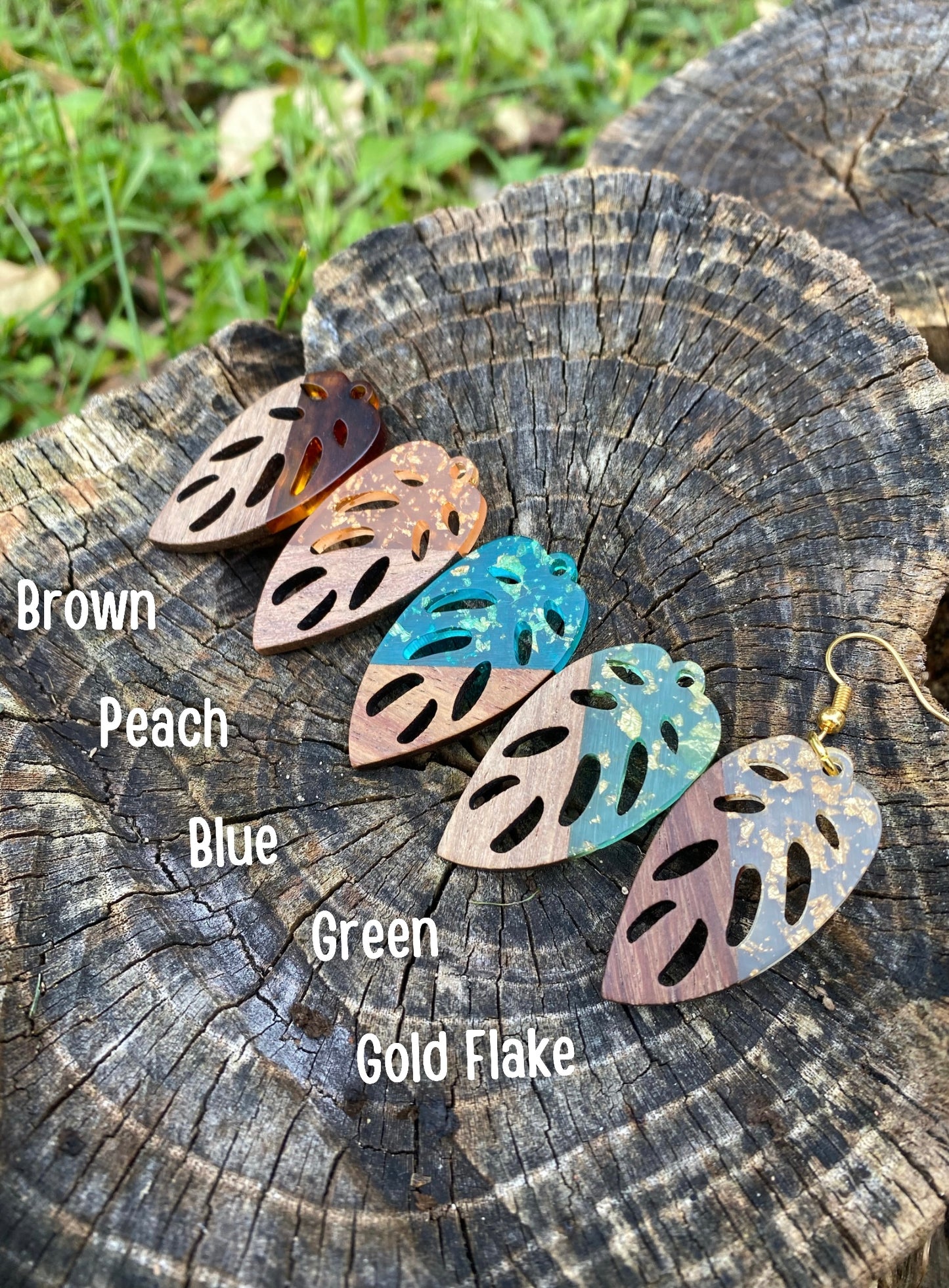 Leaf Resin & Wood Earrings