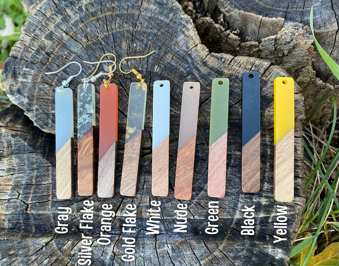 Rectangle Resin/Wood Earrings