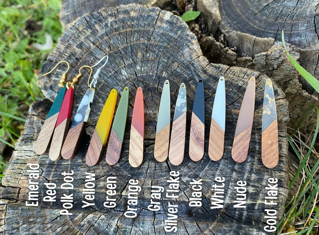 Teardrop Resin/Wood Earrings