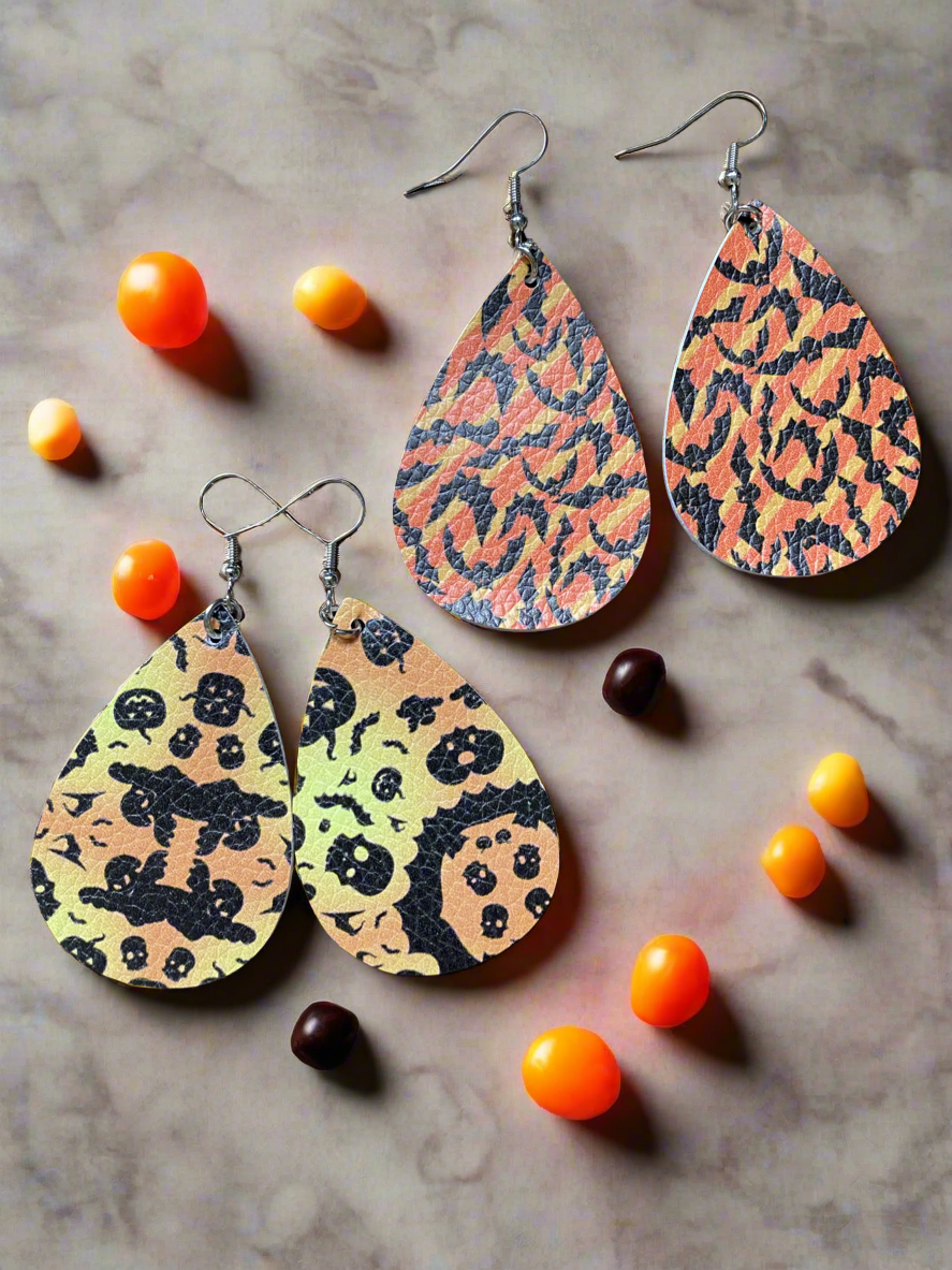 Faux Leather Halloween Earrings