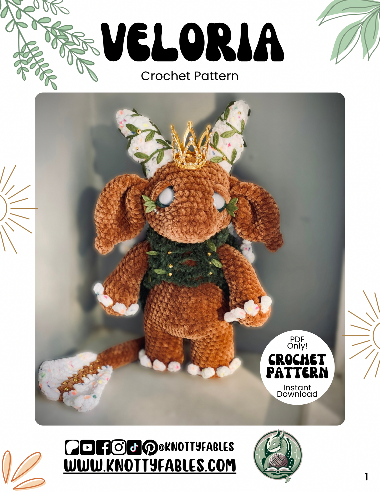 Veloria the Dragon Crochet Pattern (PDF ONLY)