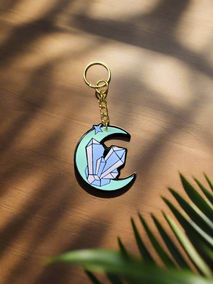 Crystal Crescent Keychain