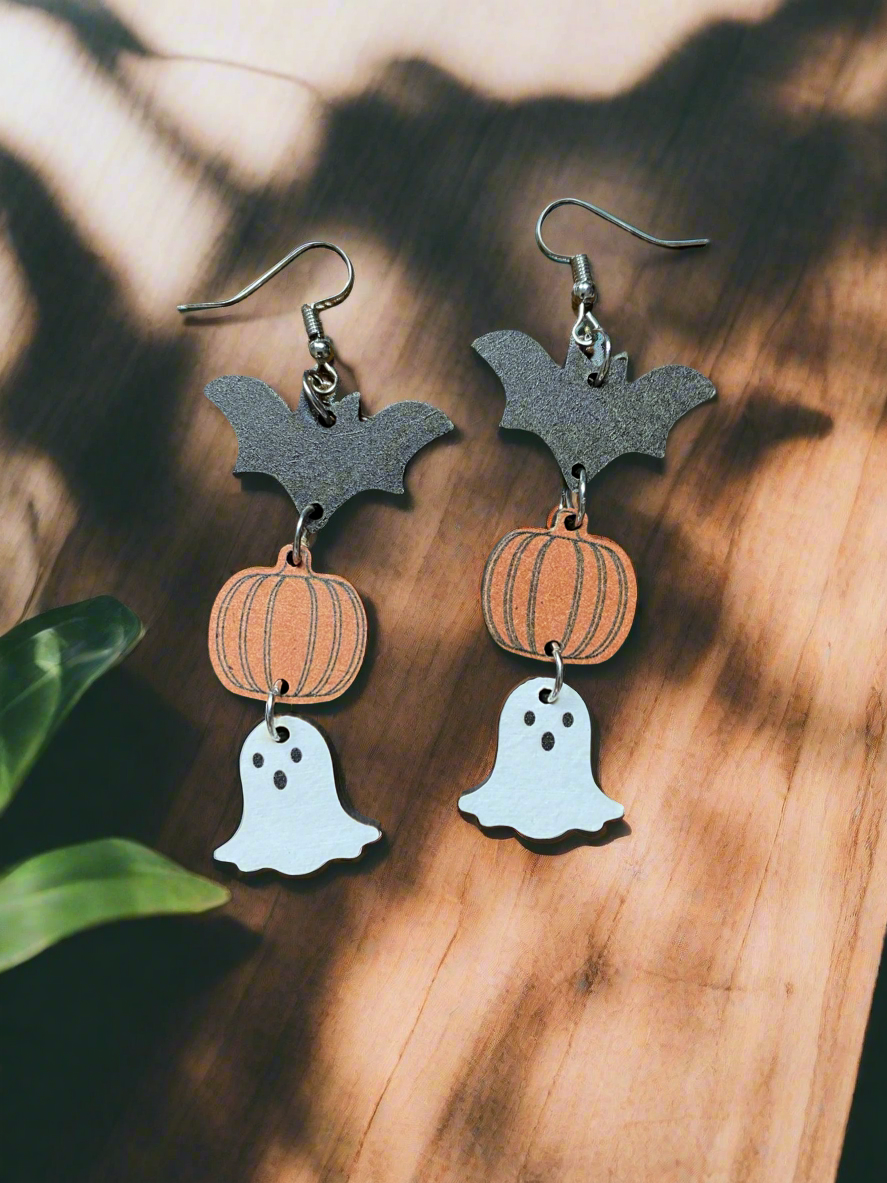 Bat, Pumpkin, Ghost, Oh my - Earrings