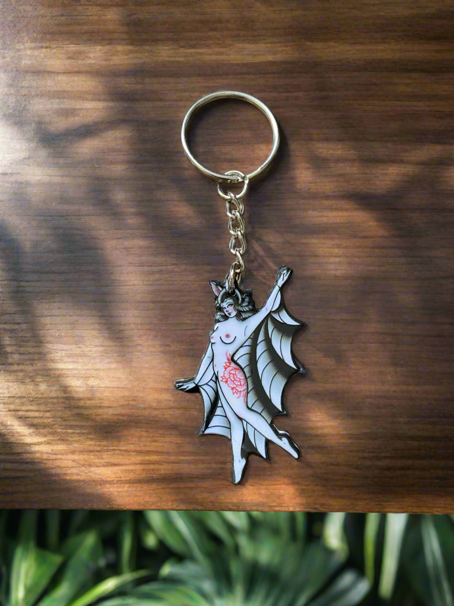 Sensual Bat Lady Keychain