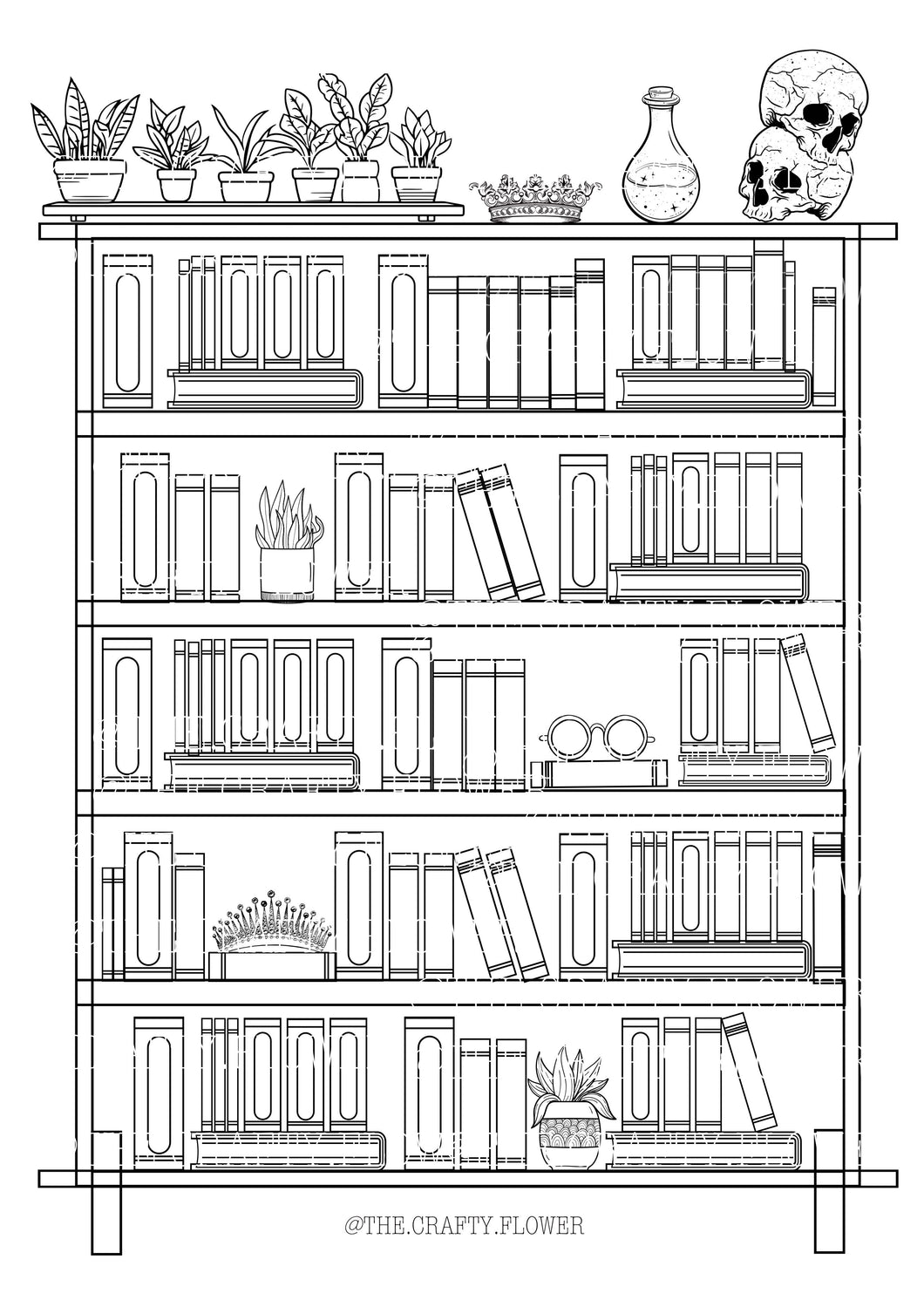 Bookshelf Coloring Page