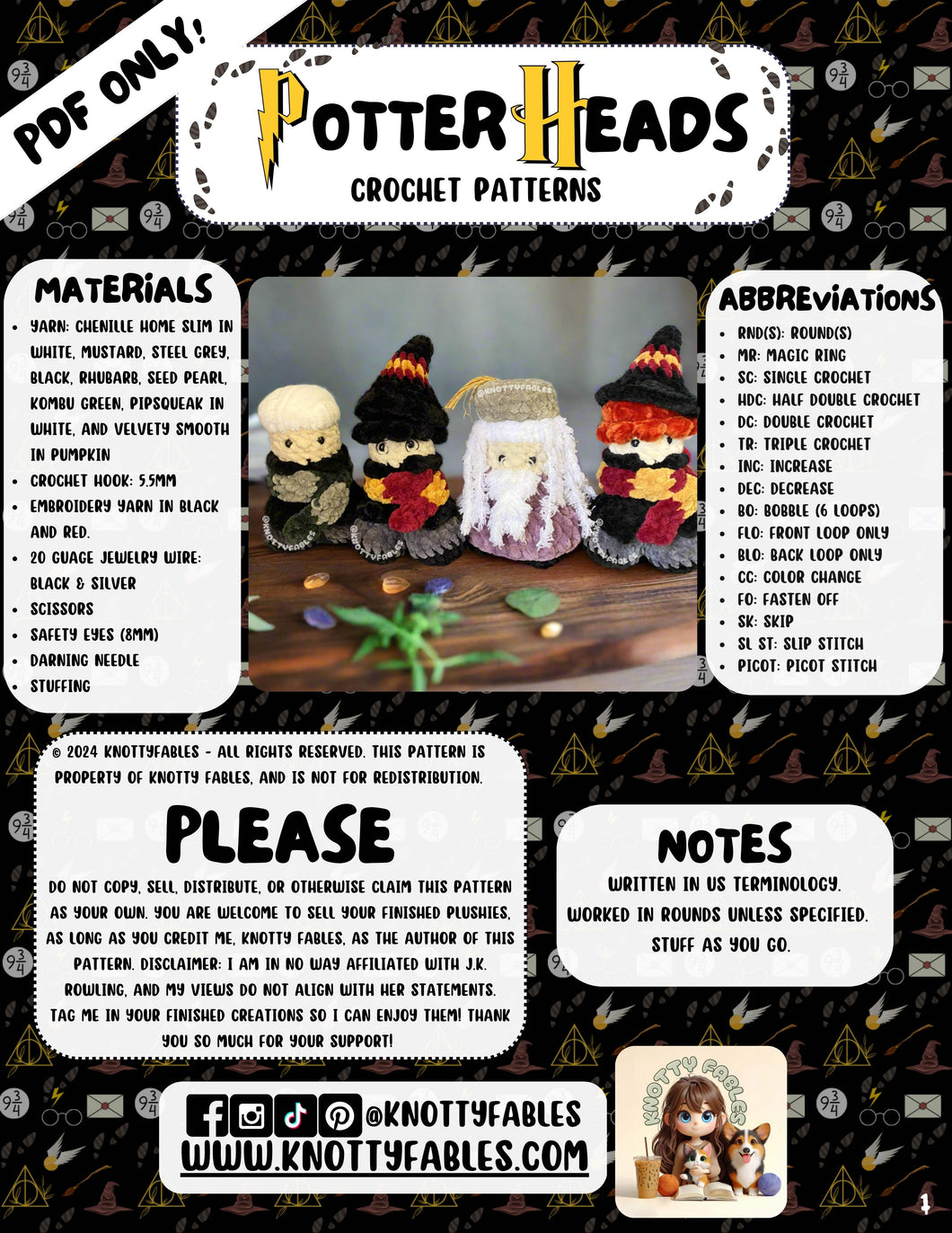 Potter Heads Crochet Patterns (PDF ONLY)