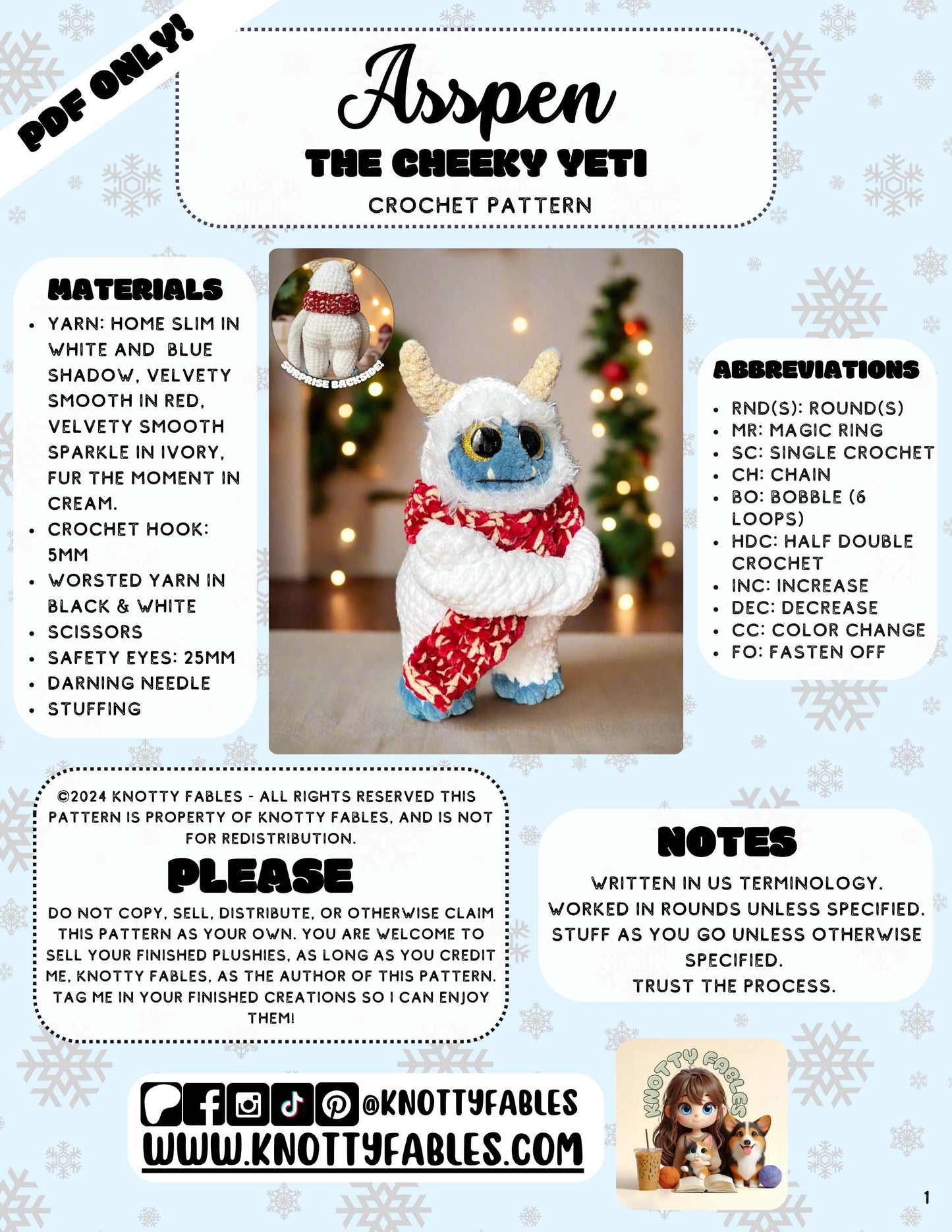 ASSpen the Cheeky Yeti Crochet Pattern (PDF ONLY)