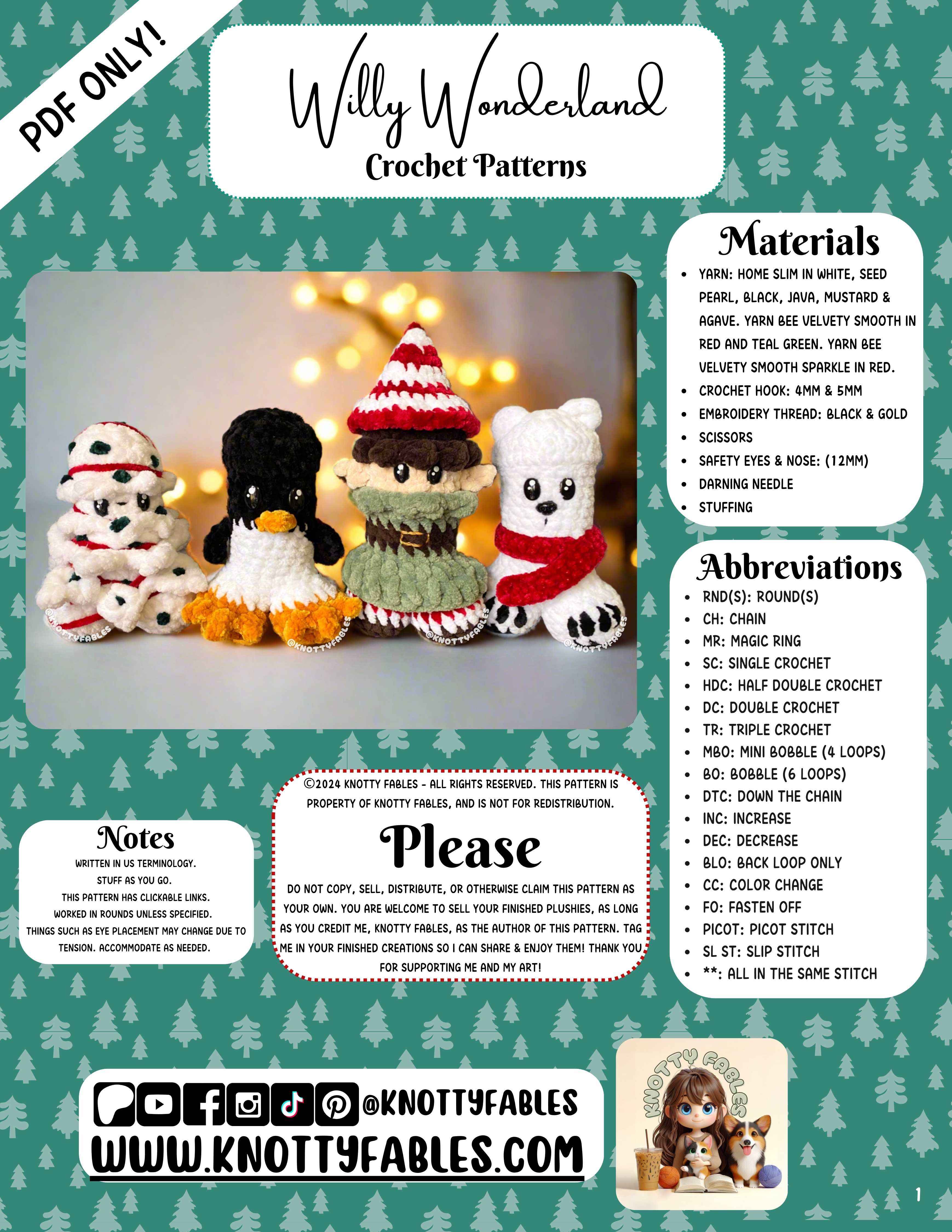 Willy Pattern Willy Wonderland Crochet Patterns (PDF ONLY) – Knotty Fables