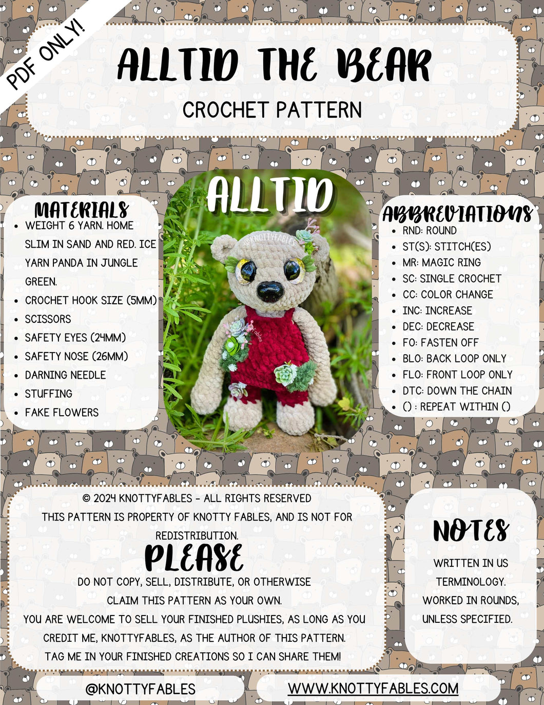 Alltid The Bear Crochet Pattern (PDF ONLY)