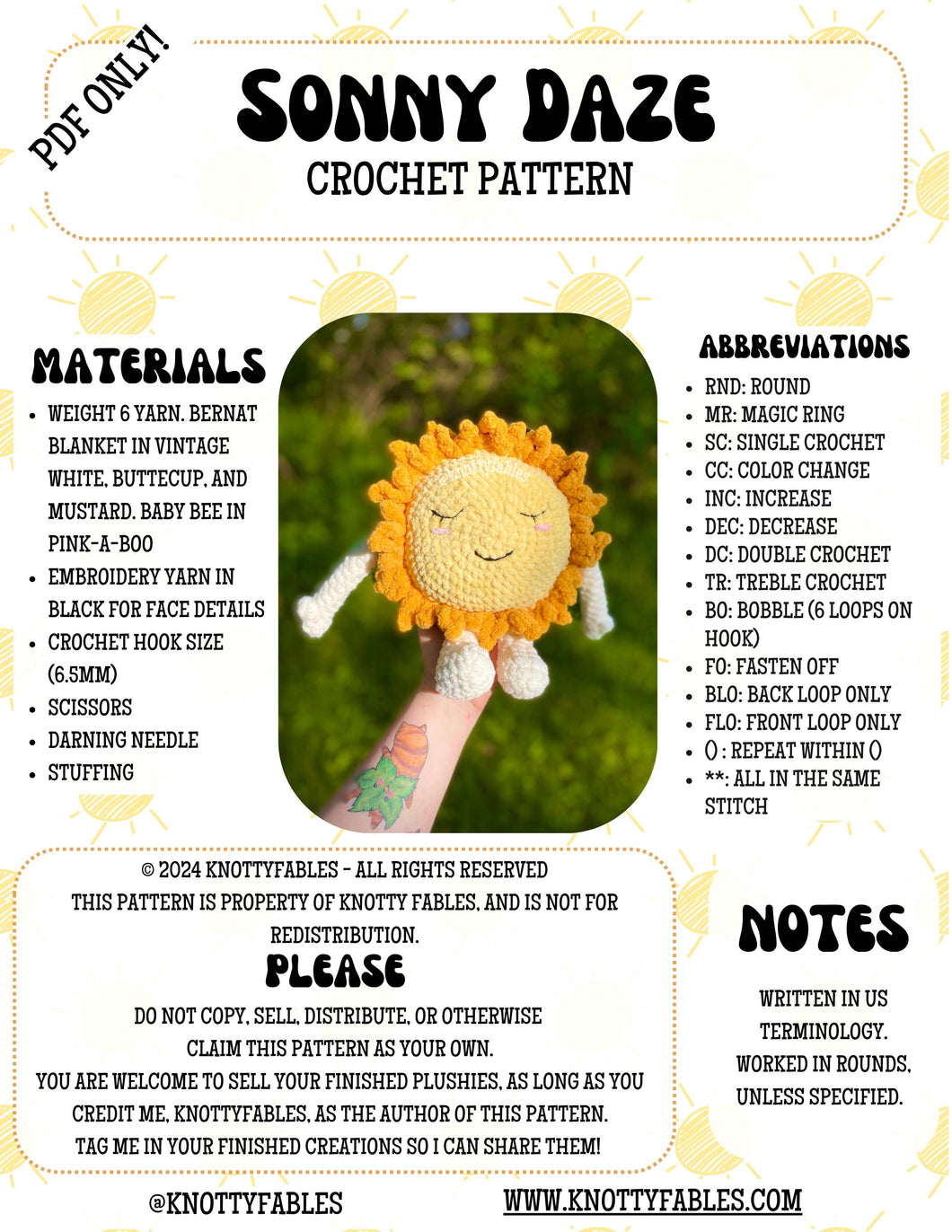 Sonny Daze Crochet Pattern (PDF ONLY)