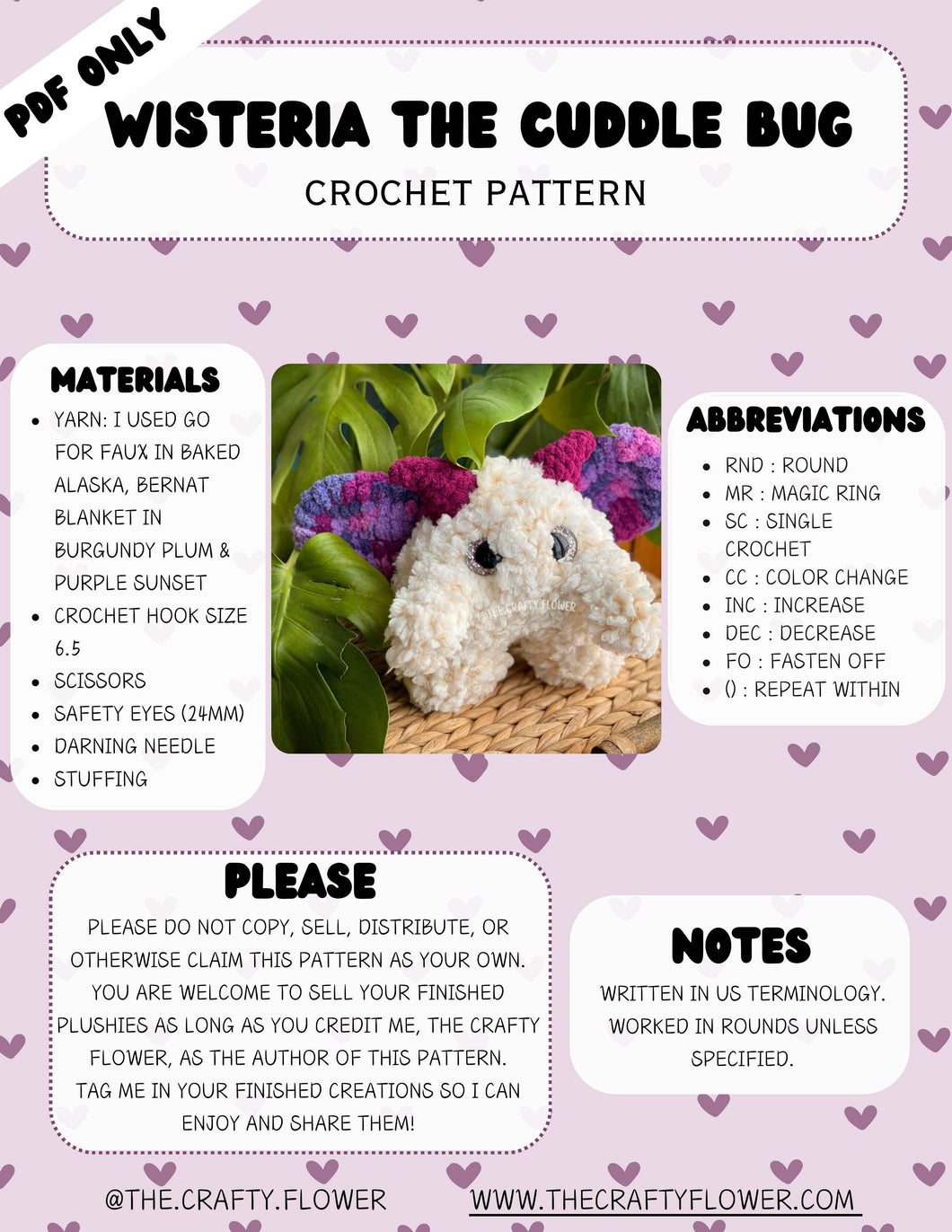 Wisteria the CuddleBug Crochet Pattern (PDF ONLY)