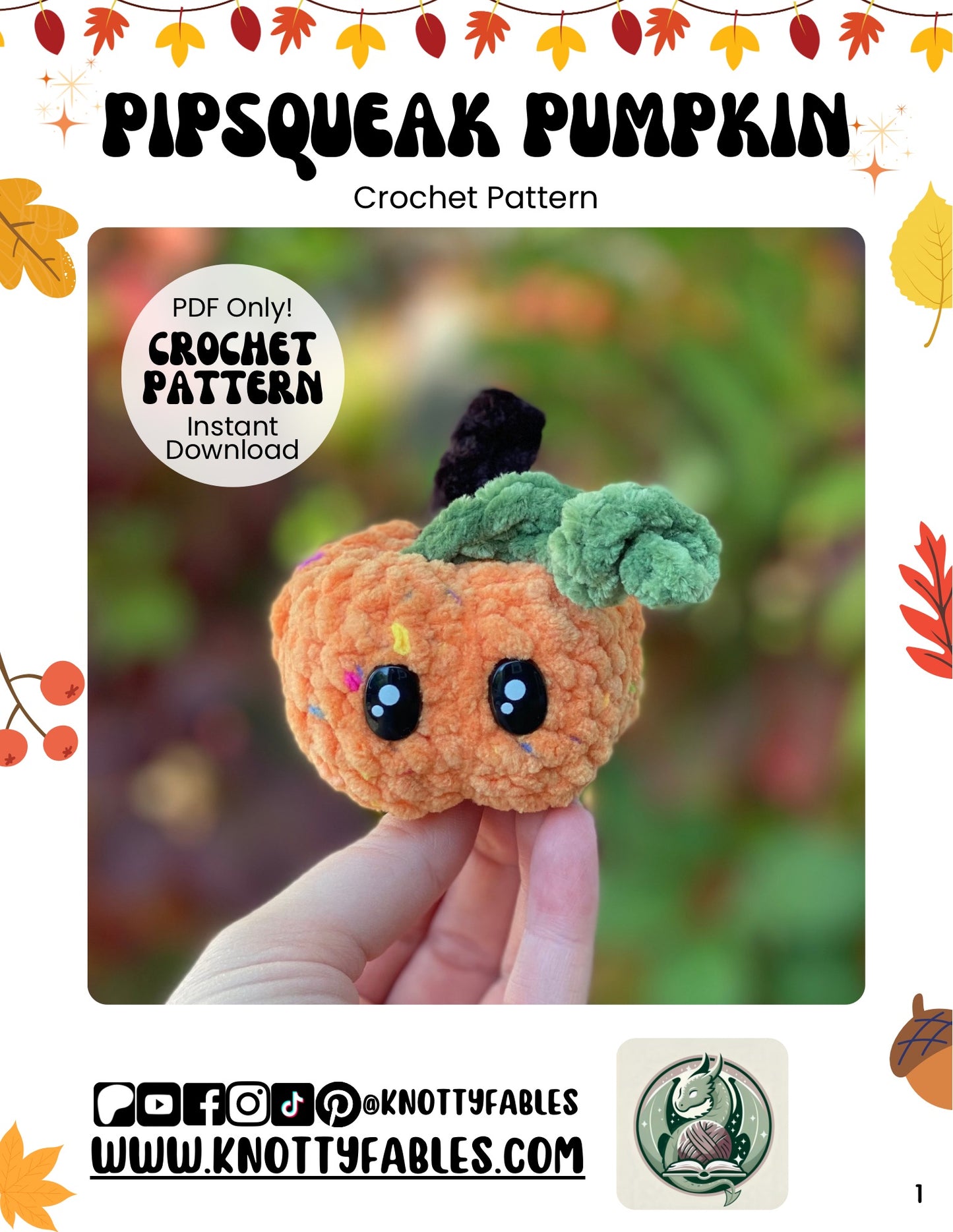 Pipsqueak Pumpkin Crochet Pattern (PDF ONLY)