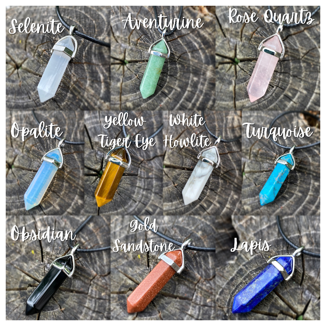 Gemstone Pendulum Necklace (Silver Hardware)