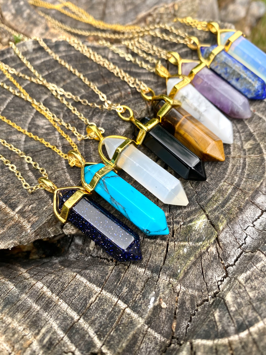 Gemstone Pendulum Necklace (Gold Hardware)