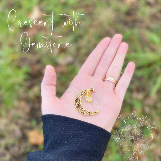 Crescent Necklace with Gemstone