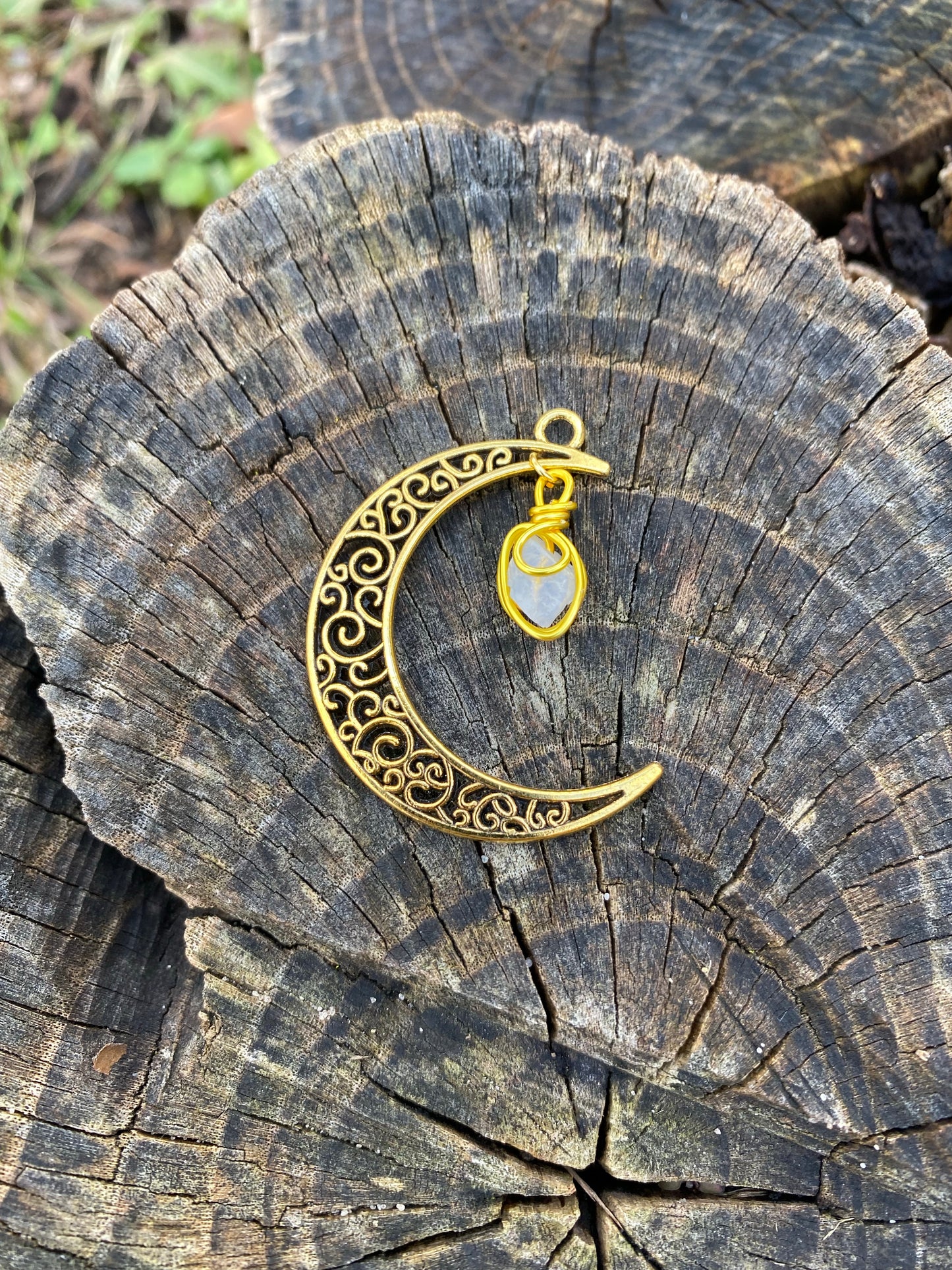 Crescent Necklace with Gemstone