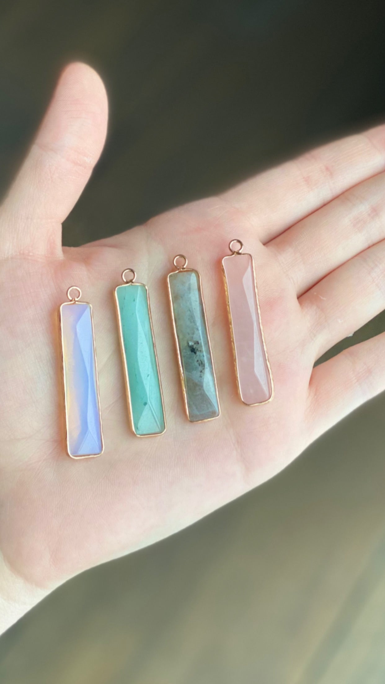 Vertical Bar Gemstone Necklace
